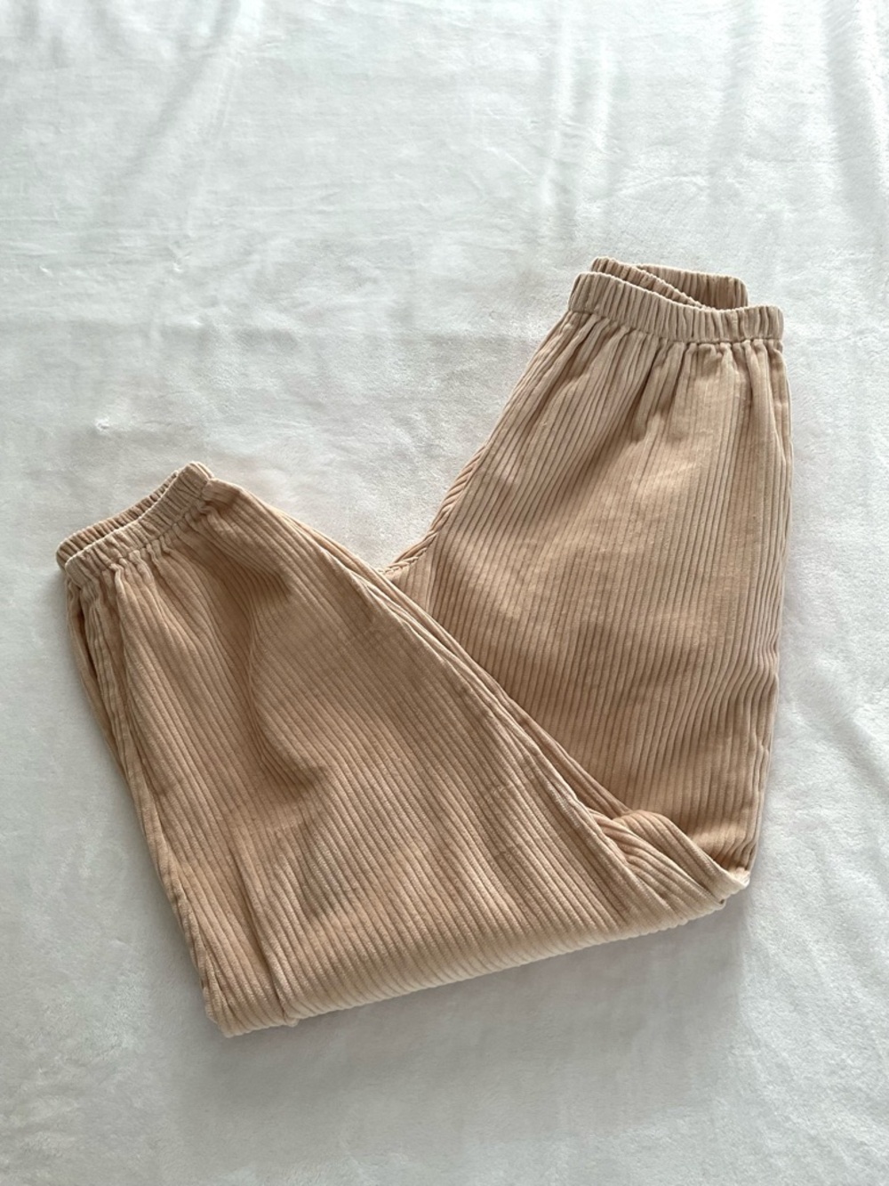 Sadie & Sage Beige Corduroy Jogger Pants Women’s Medium Cozy Casual Lounge - Picture 5 of 12